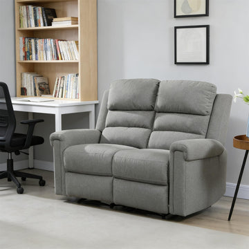 2-Seater Recliner Sofa with Breathable Linen-Like Fabric, Sturdy Steel Frame Home Recliner