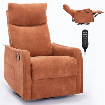 Heat Massage Manual Recliner Chair with Rocker and Swivel in Fabric for Living Room, Orange/Blue