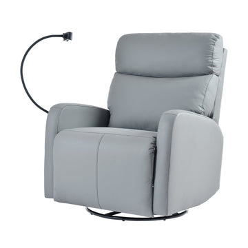Power Recliner Chair, 270¡ã Swivel Rocking Recliner with USB Port, Electric Recliner for Living Room, Overstuffed PU
