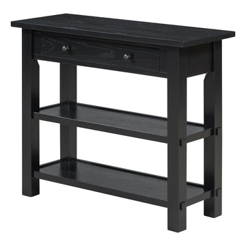 Clihome Entryway Table with Storage, Retro Console Table with Drawer and Two Sturdy Shelves for Entryway, Living Room (Black)