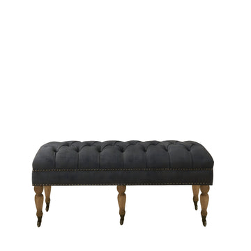 Vintage-Linen-Tufted-Bench