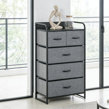5-Drawer Gray Storage Cabinet Dressing Table Foldable Linen Drawer Organizer