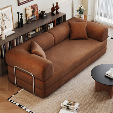 78.8" Compression Sofa,Convertible Floor Sofa Bed-with Back Support Armrest,Comfy Futon Couch Sleeper Bed,Loveseats Boneless Modular Sectional Sofa,Brown