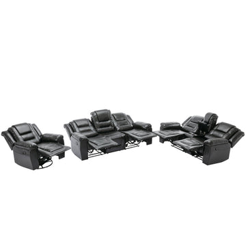 Home Theater Recliner Set Manual Recliner Chair with Wide Armrest, Two Built-in Cup Holders for Living Room,Bedroom, Black
