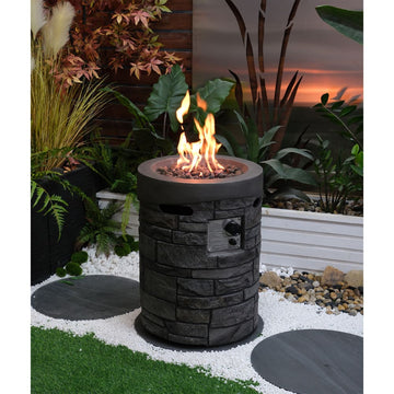 32000 BTU, CSA Certification Diameter 20 Inch Round Outdoor Gas Fire Pit,Contain 2.5kg Lava Stone And Rainproof Cover,Magnesium Oxide Cultured Stone Surface Finished