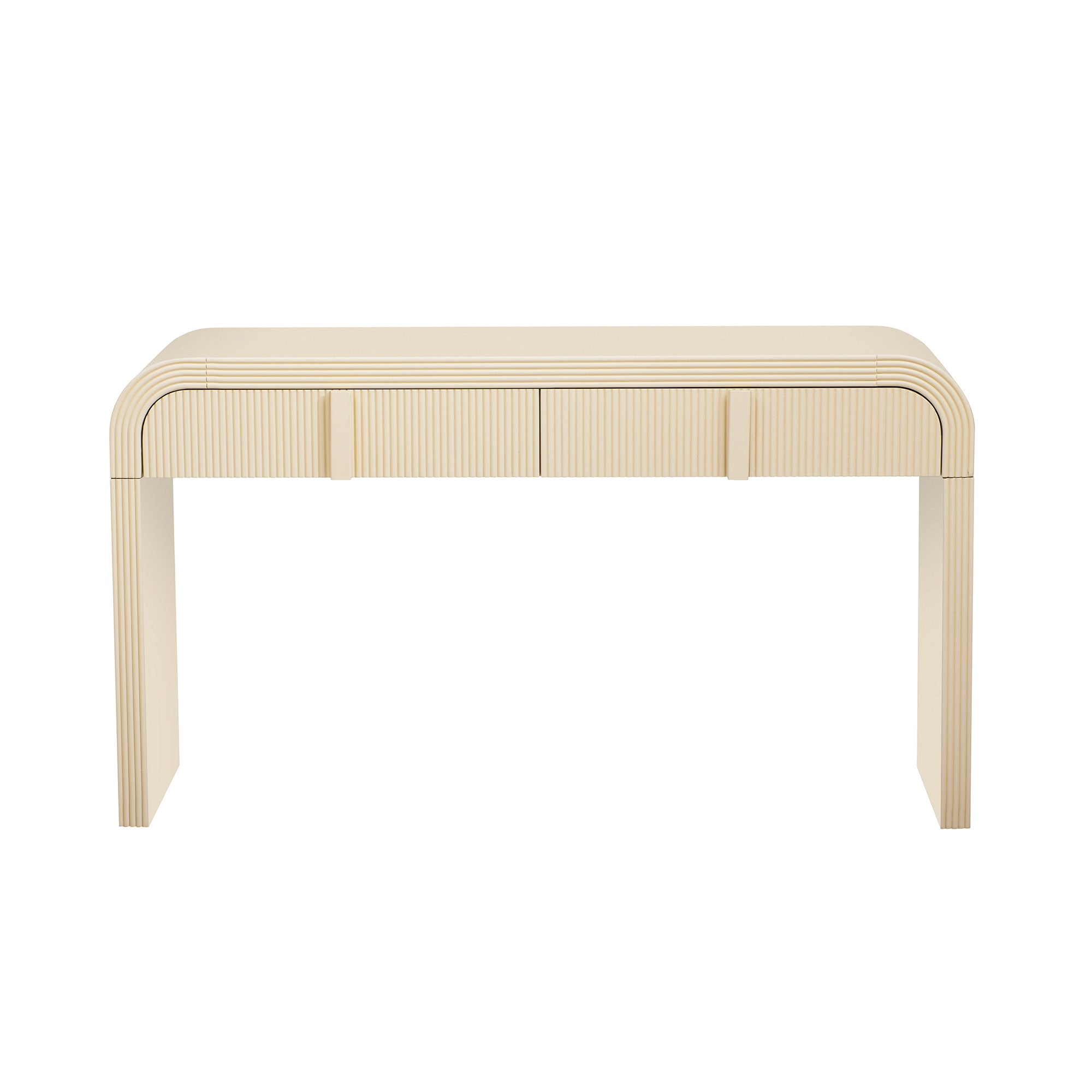 Clihome Modern Console Table with 2 Storage Drawers, Fluted Entryway Table with Rounded Silhouette for Hallway Living Room and Entryway (Apricot Cream)