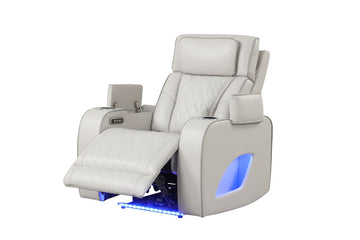 Modern Style Upholstery Recliner Chair Made with Wood & Massage Function Included-Beige/Gray/Black