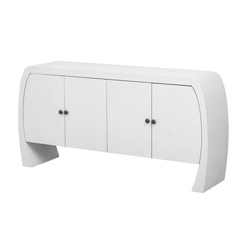 Four-Door Ash Veneer Storage Cabinet with Curved Legs, Perfectly Suited for Hallways, Entrances, and Living Rooms