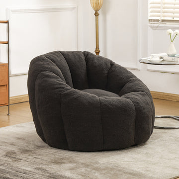 Bean Bag Sofa Chair with Armrests Stuffed High-Density Foam, Lazy Sofa Comfy Chairs BeanBag Chair, Dark Gray