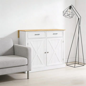 Farmhouse White Entryway Cabinet Kitchen Island with Storage Cabinets