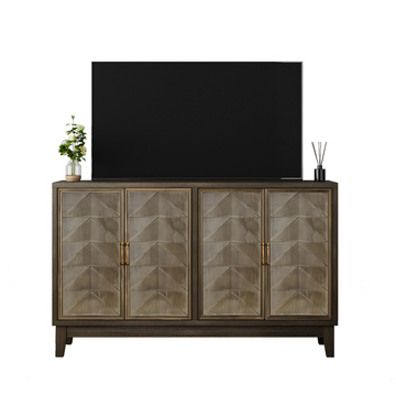 Modern Style Buffet Cabinet,Sideboard Buffet Cabinet With Storage,Storage Cabinet with 4 Diamond-shaped relief Doors For Living Room,Dining Room,Entryway,Hallway,Kitchen,Grey/Brown/Orange