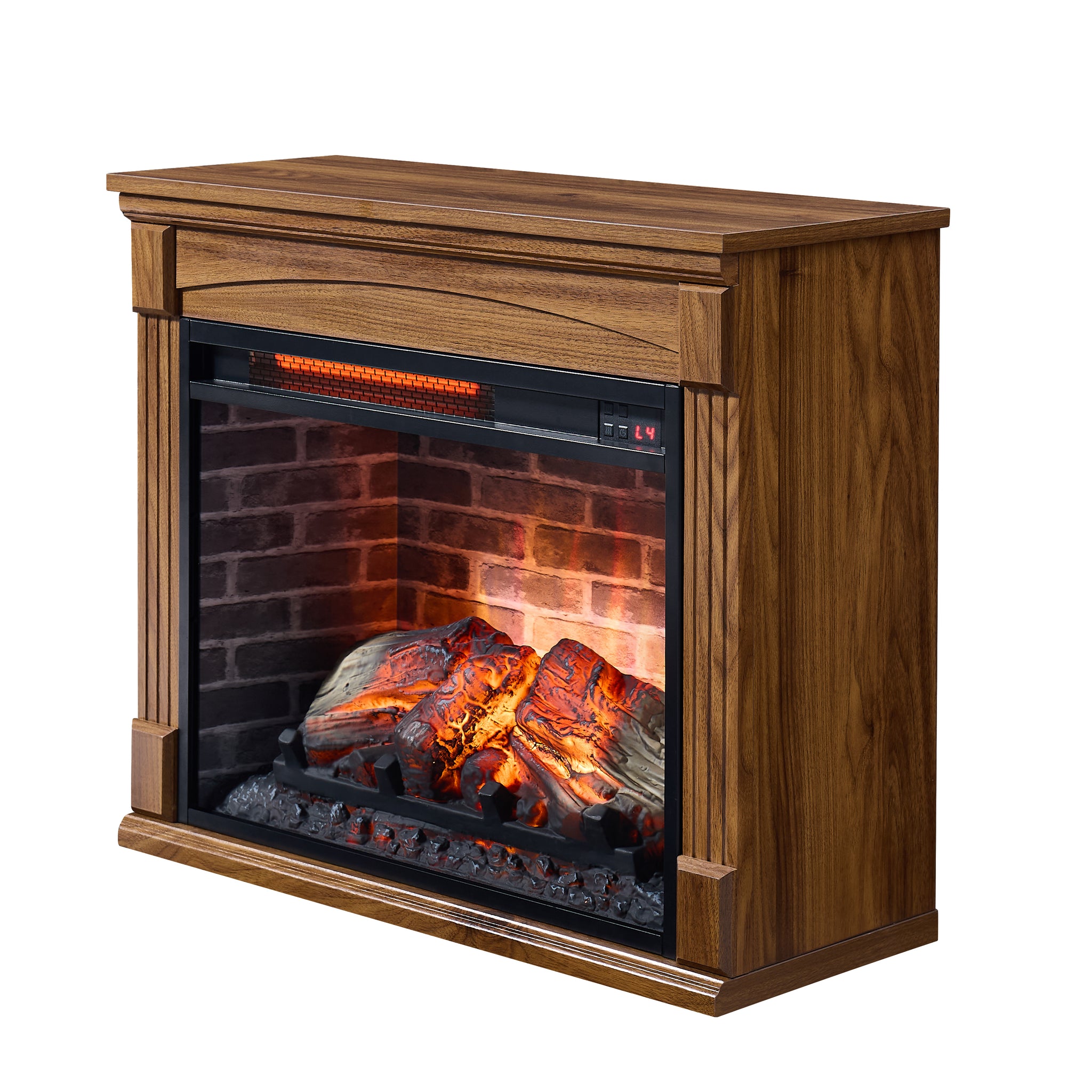 28 inch Electric Fireplace Heater Mantel With Removable Caster Wheel