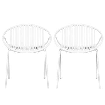 Patio Dining Chairs Stackable Chairs with Breathable Design Modern Simple Art Style (Set of 2),Metal Legs+Plastic backrest
