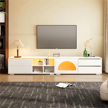 Modern TV Stand with Fluted Glass Door for TVs Up to 100