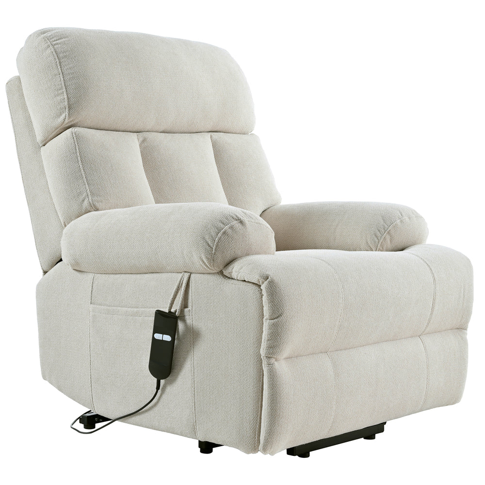 Oversized Power Lift Recliner Chair for Elderly, Electric Fabric Recliner Chair for Seniors, Home Theater Seating,Reclining Sofa Chair with Remote Control,Side Pocket ,Spacious Seat(Light Gray/Dark Gray)