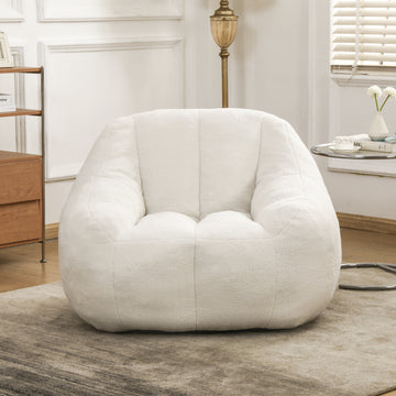 Bean Bag Sofa with Tufted Soft Stuffed Filling, Comfy Cozy Bean Bag Chairs, White