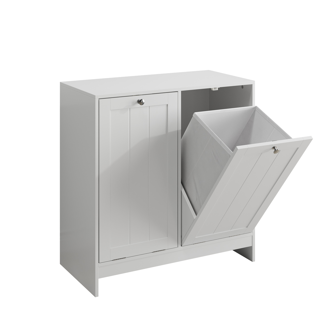 Tilted Laundry Hamper with Removable Basket, Hidden Laundry Hamper, Bathroom Laundry Hamper Storage Cabinet, Free-Standing Home Organizer, White