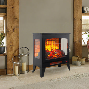 21 inch Three-sided Freestanding Electric Fireplace Stove heater with 3D Flame Effect with Remote control