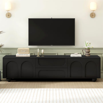 Cream Style TV Stand with Arched Doors & 2 Drawers for TVs up to 75