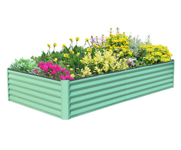 6x3x1.5ft Galvanized Raised Garden Bed, Outdoor Planter Garden Boxes Large Metal Planter Box for Gardening Vegetables Fruits Flowers, Green/Silvery/Gray