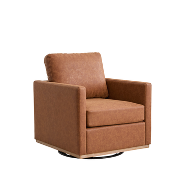 30.7"W Upholstered Square Swivel Accent Chair and Comfy Accent Single Sofa Chair,Lounge Armchair for Living Room,Bedroom,Brown