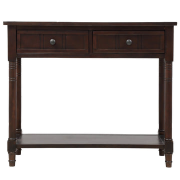 Daisy Series Console Table Traditional Design with Two Drawers and Bottom Shelf