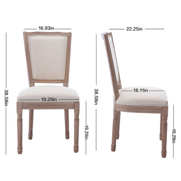 Upholstered Fabrice French Dining  Chair,Set of 2,Beige