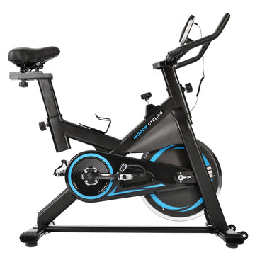 Indoor Cycling Bike Trainer with Comfortable Seat Cushion with LCD Monitor,Water Bottle Holder and Soft Saddle