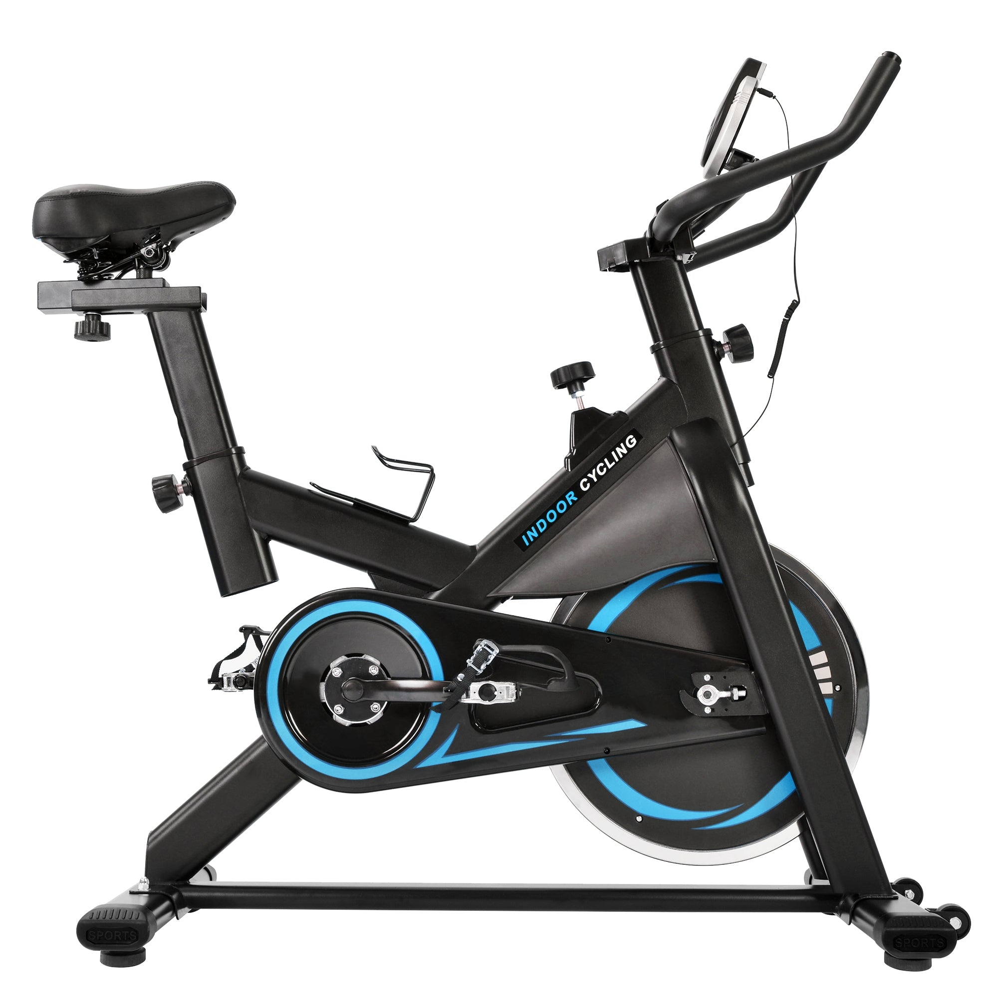 Indoor Cycling Bike Trainer with Comfortable Seat Cushion with LCD Mon