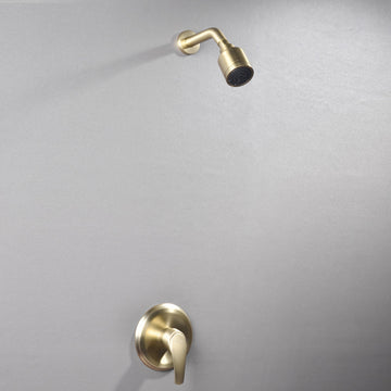 1-Spray Patterns with 4.1 GPM 2.52 in. Wall Mount Rain Fixed Shower Head with Single Lever Handle in Brushed Gold - Alipuinc