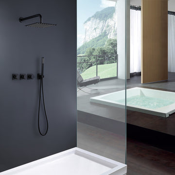 Clihome® | Bathroom Complete Shower System with Rough-in Valve, in Black