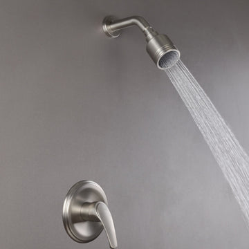 1-Spray Patterns with 4.1 GPM 2.52 in. Wall Mount Rain Fixed Shower Head with Single Lever Handle in Brushed Nickel - Alipuinc