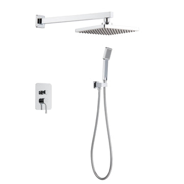 1-Spray Patterns with 2.5 GPM 8 in. Wall Mount Dual Shower Heads in Chrome