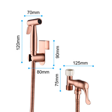 Single-Handle Bidet Faucet with Sprayer Holder, Solid Brass T-Valve and Flexible Hose in Brushed Rose Gold