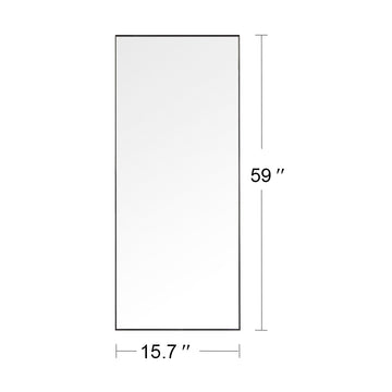 Full Length Mirror Floor Mirror Hanging Standing or Leaning, Bedroom Mirror Wall-Mounted Mirror with Black Aluminum Alloy Frame, 59" x 15.7"