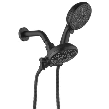 5-Spray Patterns with 2.5 GPM 4.72 in. Wall Mount Dual Shower Heads in Matte Black (Valve and Handle Trim Not Included)