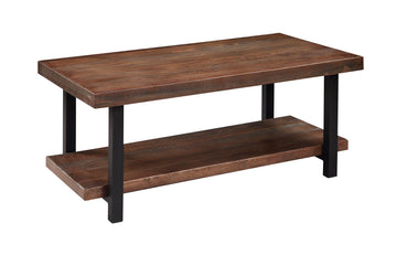 Idustrial Coffee Table Solid Wood + MDF and Iron Frame with Open Shelf