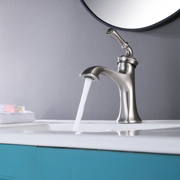 Clihome® | Single Hole Single Handle Bathroom Faucet Antique Vanity Sink Faucets in Brushed