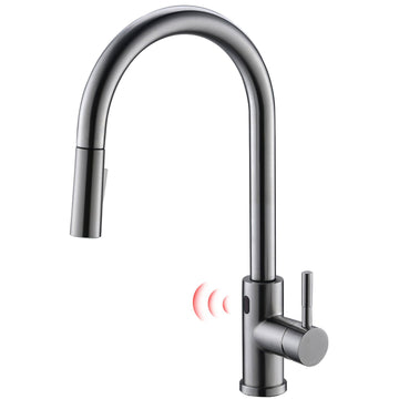 Single-Handle Touchless Pull-Out Sprayer Kitchen Faucet with Water Supply Lines in Brushed Nickel( Deckplate and Batteries Not Included )