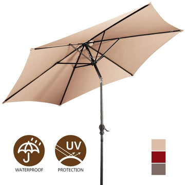 9ft Patio Market Table Umbrella with Push Button Tilt and Crank