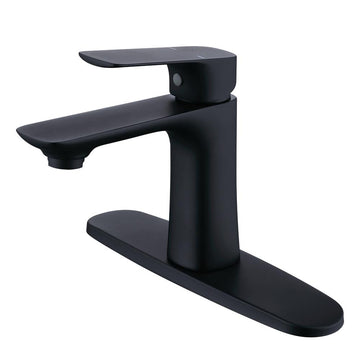Clihome® | Single Hole Single Handle Bathroom Faucet with 10-in Deck Mount in Matte Black