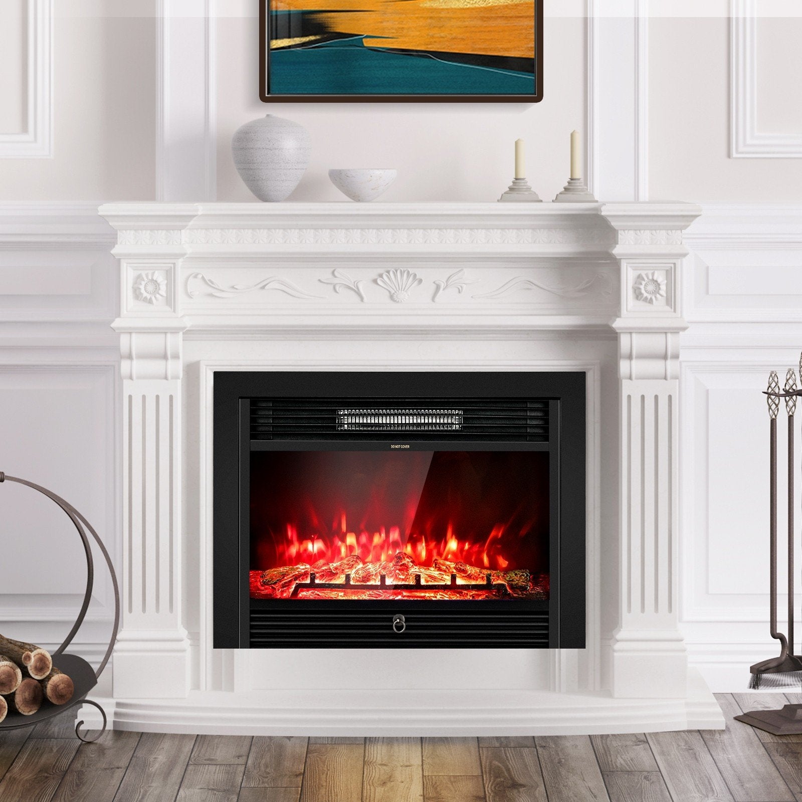 28.5 inch Recessed Mounted Standing Fireplace Heater with 3 Flame Option