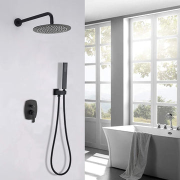 New Complete Shower System 1-Spray Patterns with 2.5 GPM 10 in. Wall Mount Dual Shower Heads in Matte Black