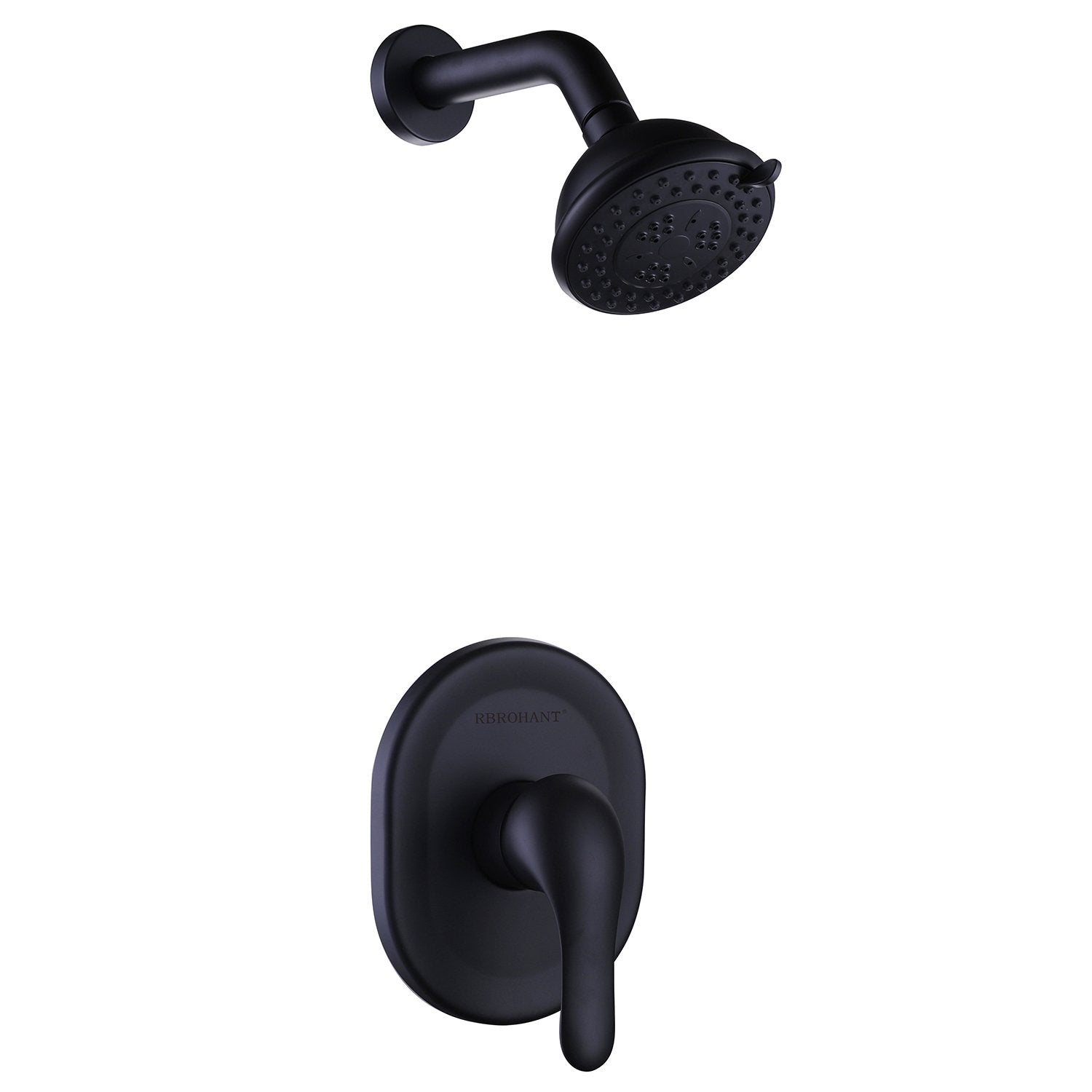 3-Spray Patterns 3.89 in. Wall Mount Fixed Shower Head Set in Matte Black - Alipuinc