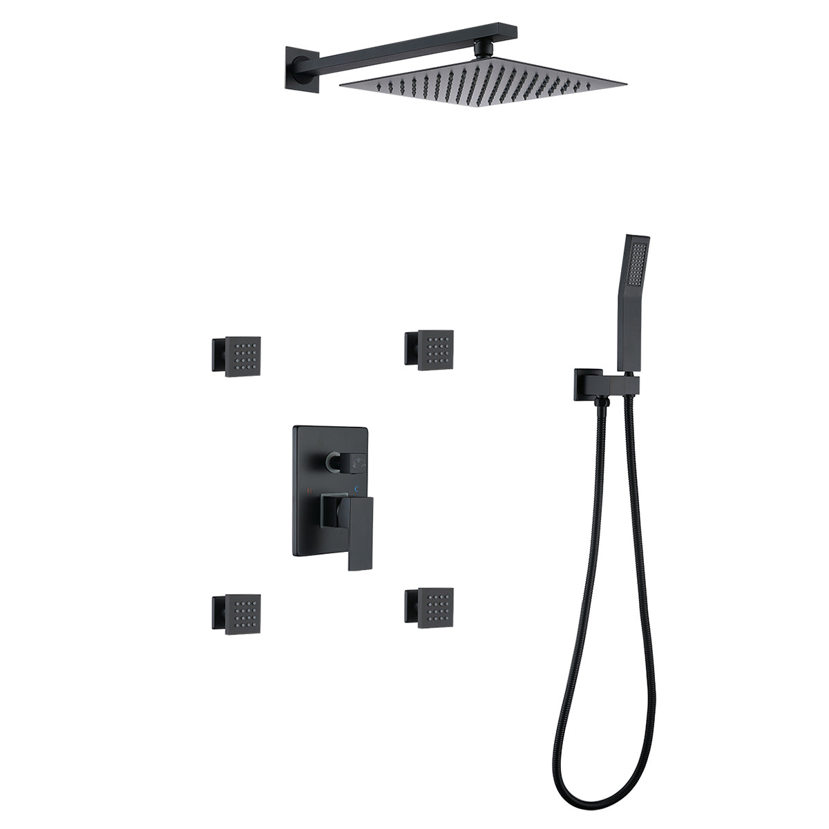Clihome® | Waterfall Top Spray Wall-Mounted Bathroom Shower System with 4 Side Spray