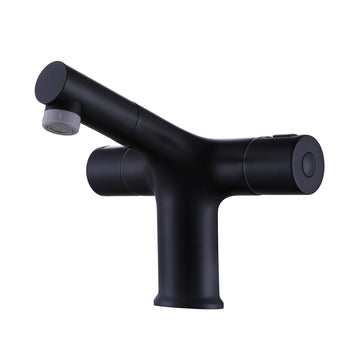 Clihome® | Modern Thermostatic Basin Single Hole Pull-out Faucet in Matt Black