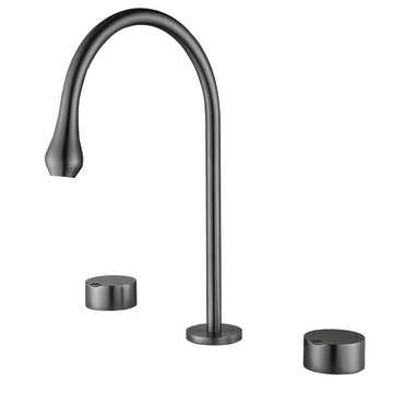 Clihome® | 8 in. Widespread 2-Handle High-Arc Bathroom Faucet in Lead Gray
