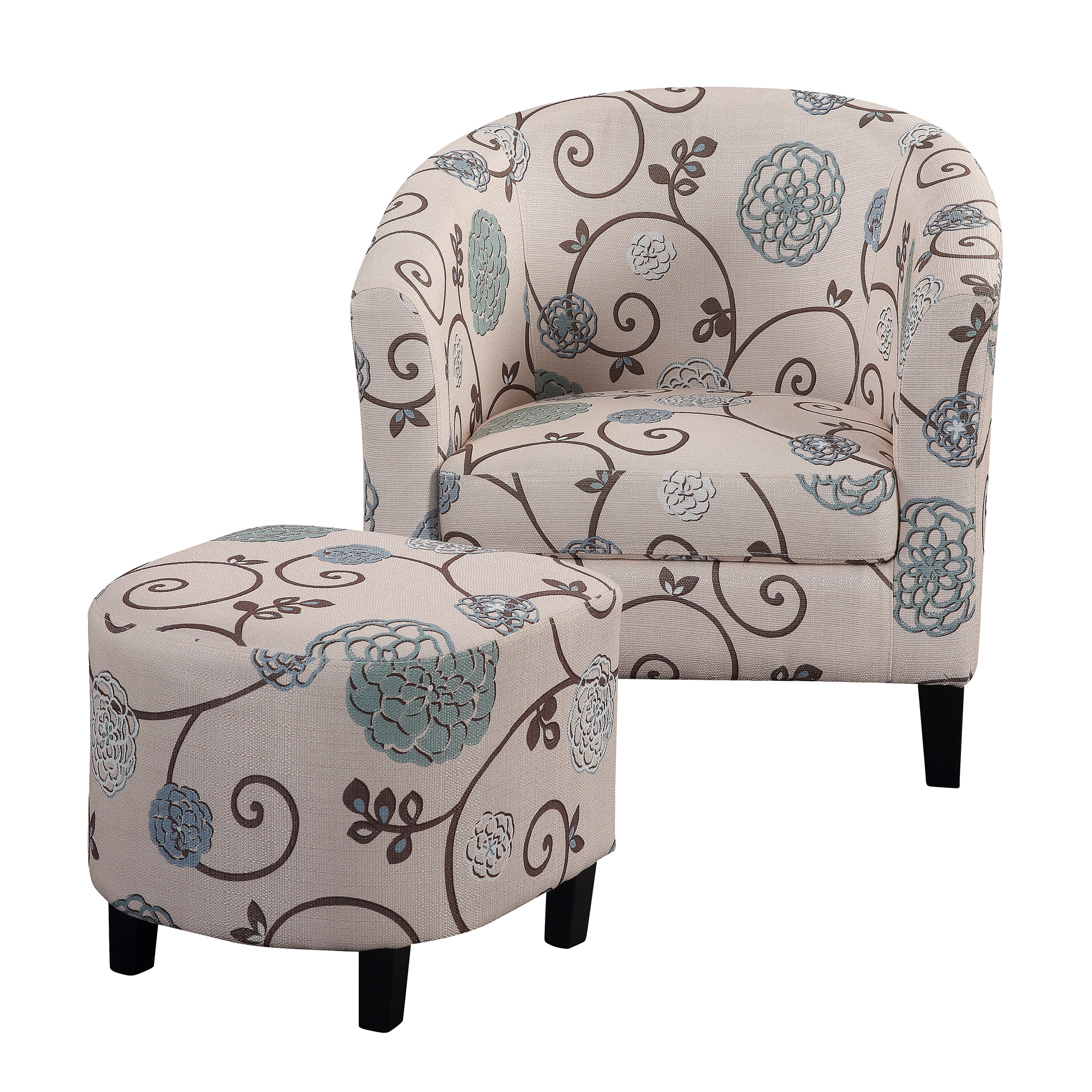 Accent Retro Living Room Chair with Ottoman