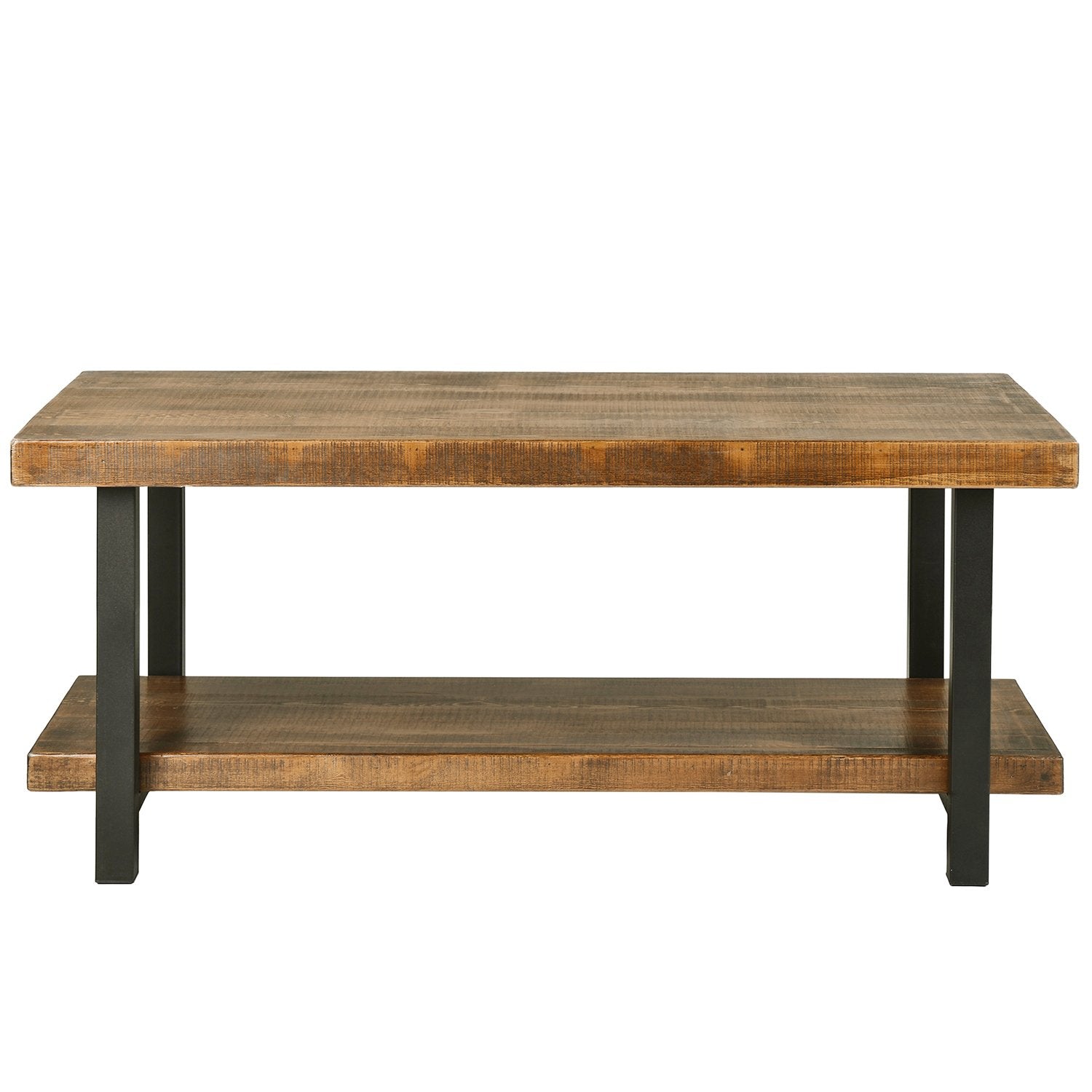 Rustic Natural Coffee Table with Storage Shelf(Rectangle)