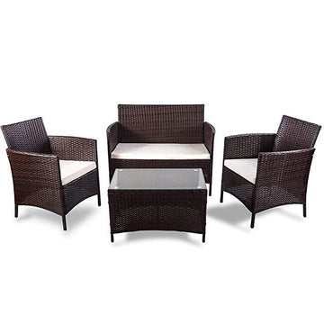 4 Piece Rattan Sofa Seating Group with Cushions